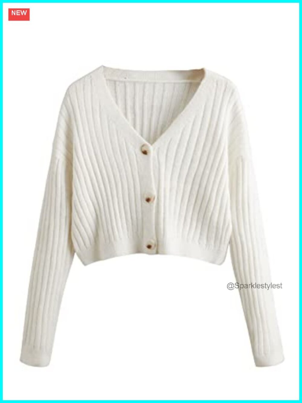 Long Sleeve Button Front V Neck Cropped Cardigan Sweater
